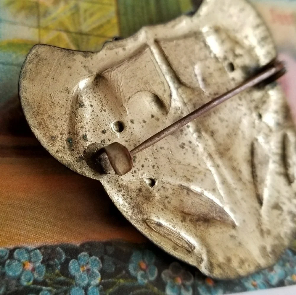 Relisted -Vintage Art Nouveau brooch large yellow gem gold sash pin - Picture 7 of 7